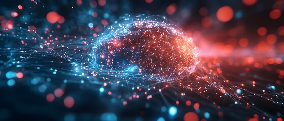 Fototapeta premium Glowing neural networks within algorithms of predictive systems highlighting the AI driven learning processes that refine and optimize data driven predictions