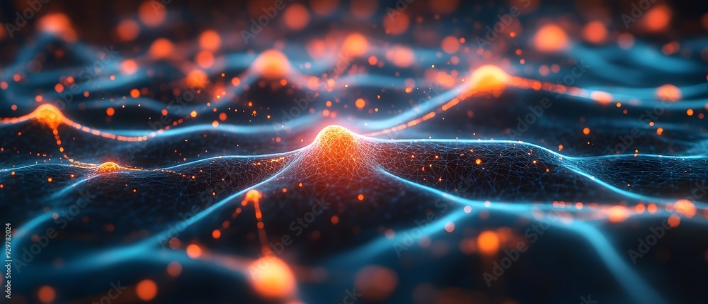 Aufkleber Visualizing the neural networks and architectures that power predictive systems showcased in a photography concept with a dynamic data driven aesthetic and copy space for text overlay