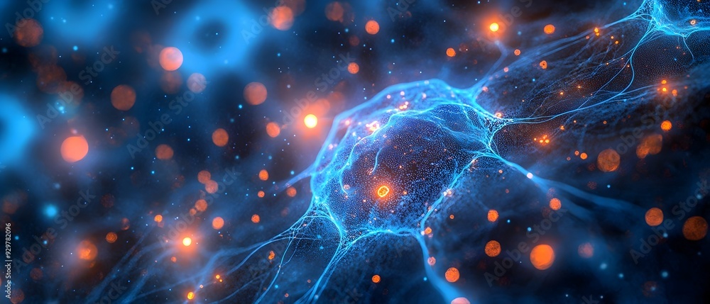 Poster Visualizing the Neural Networks and Architectures Powering Predictive Systems in Photography Concept  Abstract digital technology background with copy space for text