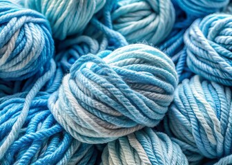 Intertwining soft chenille threads in soothing blue hues form a delicate, cozy close-up texture, evoking feelings of warmth and serenity in a beautiful abstract composition.