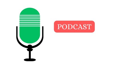 Podcast logo. The microphone icon. Podcast radio icon. Studio microphone with webcast. Audio record concept. Vector illustration.