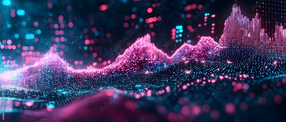 Poster predictive analytics visualization illustrating trends forecasting market behavioral data insights a