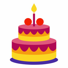 Birthday cake art vector illustration
