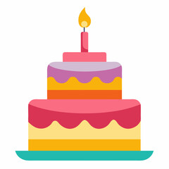 Birthday cake art vector illustration