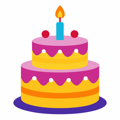 Birthday cake art vector illustration