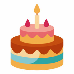 Birthday cake art vector illustration