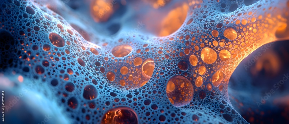 Poster detailed view of cell structure using advanced microscopy techniques showcasing the intricate cellul