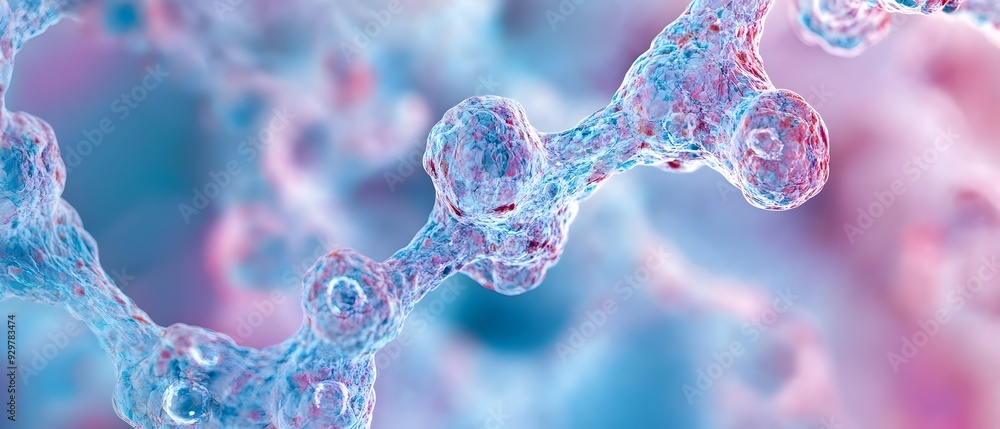 Poster captivating microscopic images showcasing the intricate biochemical processes and molecular interact