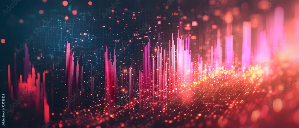 Poster predictive analytics visualizing trends and forecasting market behavior dynamic and colorful data vi