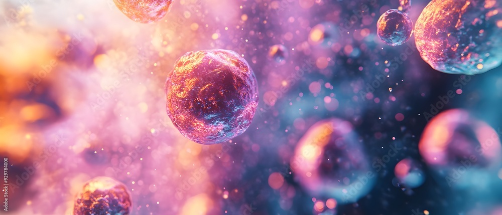 Poster biochemical analysis of cell structure revealing molecular interactions within cells under microscop