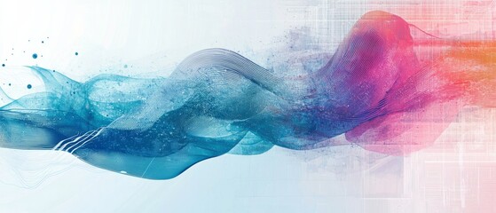 Fototapeta premium Innovation waves with digital elements and tech motifs, background, Generative AI