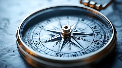 Fototapeta premium A close-up of a compass on a textured surface.