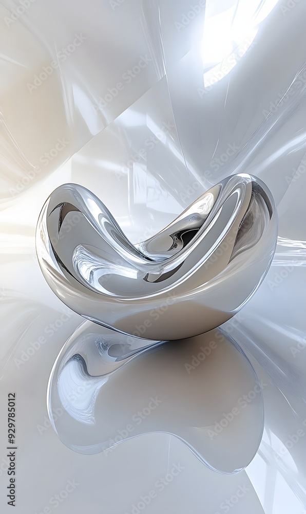 Poster 41. dynamic 3d geometric design featuring floating elements and a glossy sheen, rendered on a clean,
