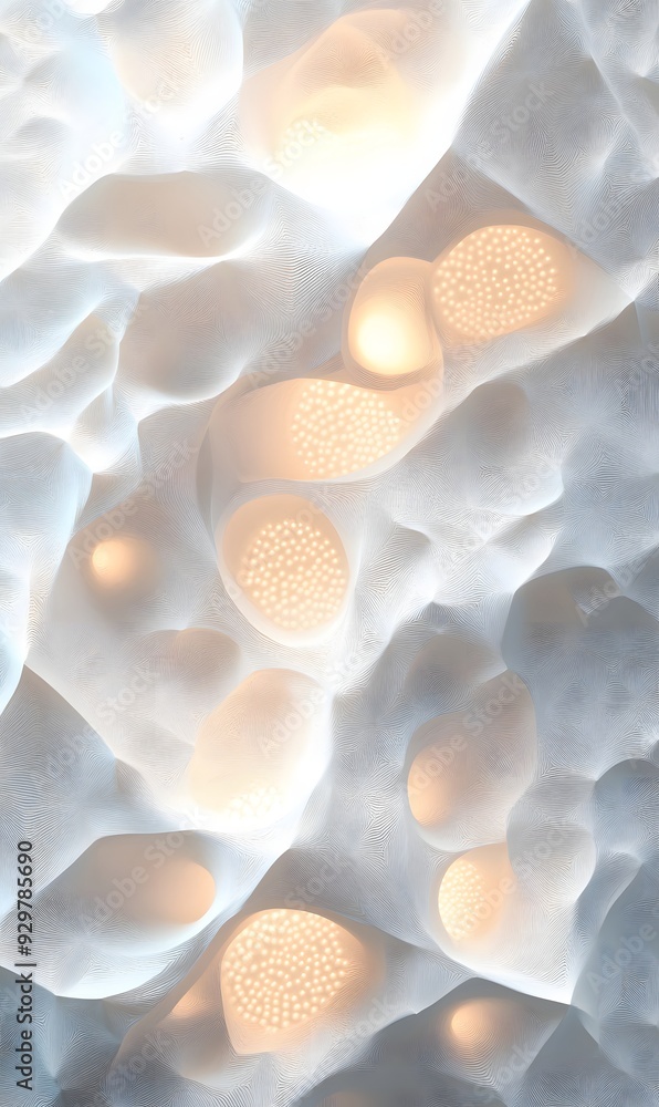 Poster 42. abstract 3d wall art with intricate geometric patterns and subtle illumination, isolated on a br