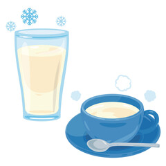 ホットミルクとアイスミルクセット