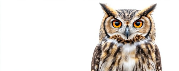 Obraz premium An owl perched and staring, with detailed feathers