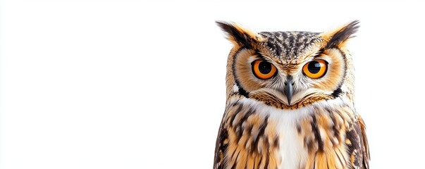 Obraz premium An owl perched and staring, with detailed feathers