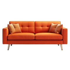 Fototapeta premium Chic modern orange sofa isolated on transparent background