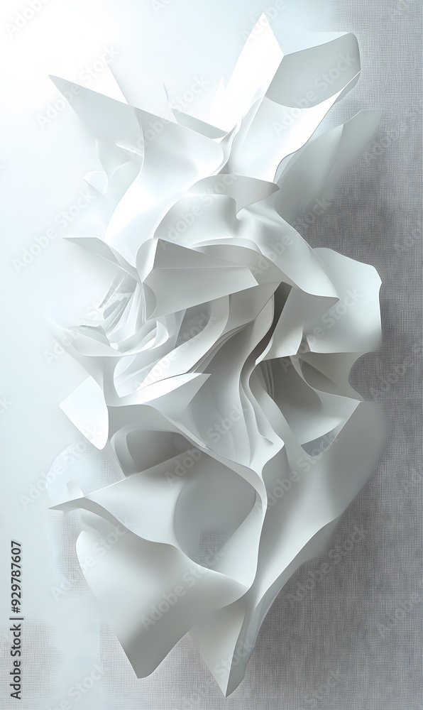 Poster 18. dynamic 3d wall art with layered geometric forms and gradient shading, rendered on a minimalist 