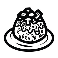 Nasi tim or steamed chicken rice food icon illustration isolated on square white background. Simple flat outlined cartoon art styled drawing.