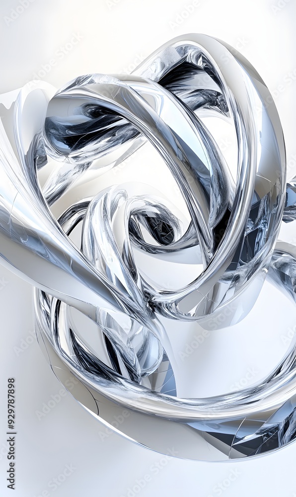 Poster 19. futuristic 3d abstract composition of intertwining geometric elements with a polished finish, di