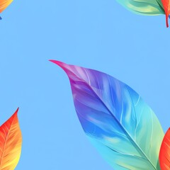 Vibrant colorful leaves illustration on a blue background, perfect for nature-themed designs and creative projects.