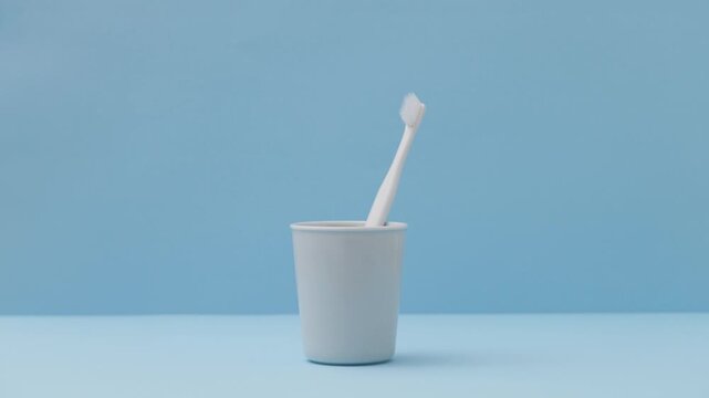 Take a toothbrush. The sound of the cup when picking up your toothbrush. 歯ブラシを取る。歯ブラシを取る時のコップの音。