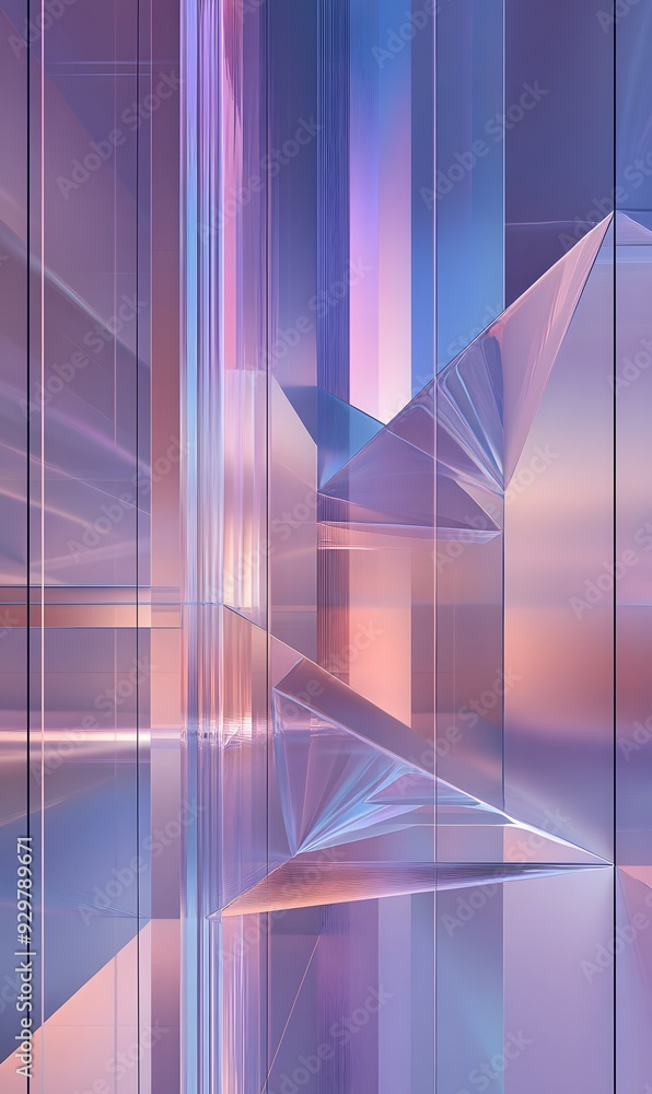 Poster 22. abstract 3d wall art featuring complex geometric patterns with a holographic effect, isolated on
