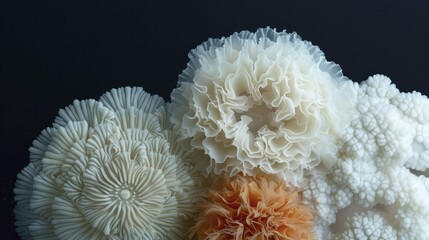 A studio shot of sea flowers showcases the exquisite charm of ocean flora, featuring intricate details and vivid colors that celebrate the richness of underwater ecosystems.