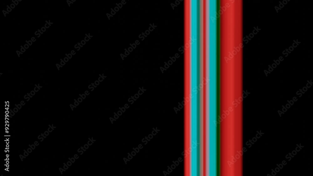 Poster abstract vertical light stripes in red and cyan