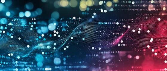 Tech progress waves featuring modern innovation icons, background, Generative AI