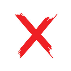 red X cross grungy. X icon in red brush. Wrong mark icon. red cross X symbol. red brush cross signs. Cross brush signs. stock vector illustration.
