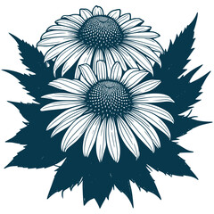 Aesthetic Beautiful Coneflower Flower Bouquet Illustration Graphic Silhouette Illustration