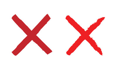 red X cross grungy. Wrong mark collection. Red cross X symbol. Red brush X icon. Cross brush signs - stock vector illustration.