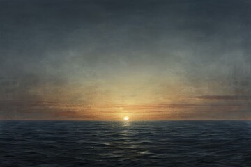Fototapeta premium A painterly portrayal of a sunset, employing gentle, harmonious hues to evoke a peaceful and everlasting image of day’s conclusion.