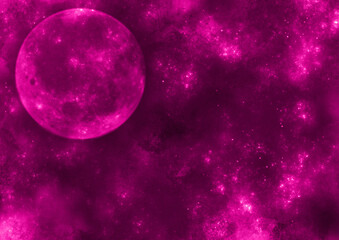 ピンクの月が浮かぶ恐怖の背景画像