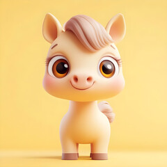 3D Illustration Smiling baby horse - AI Generative 