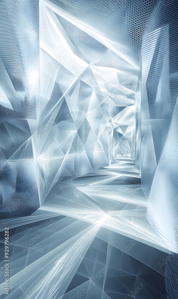Poster 4. futuristic 3d geometric patterns with translucent elements, rendered on a sleek, pristine surface