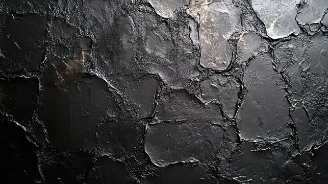 Close-up of cracked and textured dark metal surface with lighting variations. Halloween-themed, texture background, grunge style, abstract art.