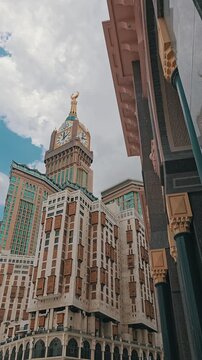 4K: A view of Makkah clock tower at the Masjid Al Haram in Saudi Arabia.