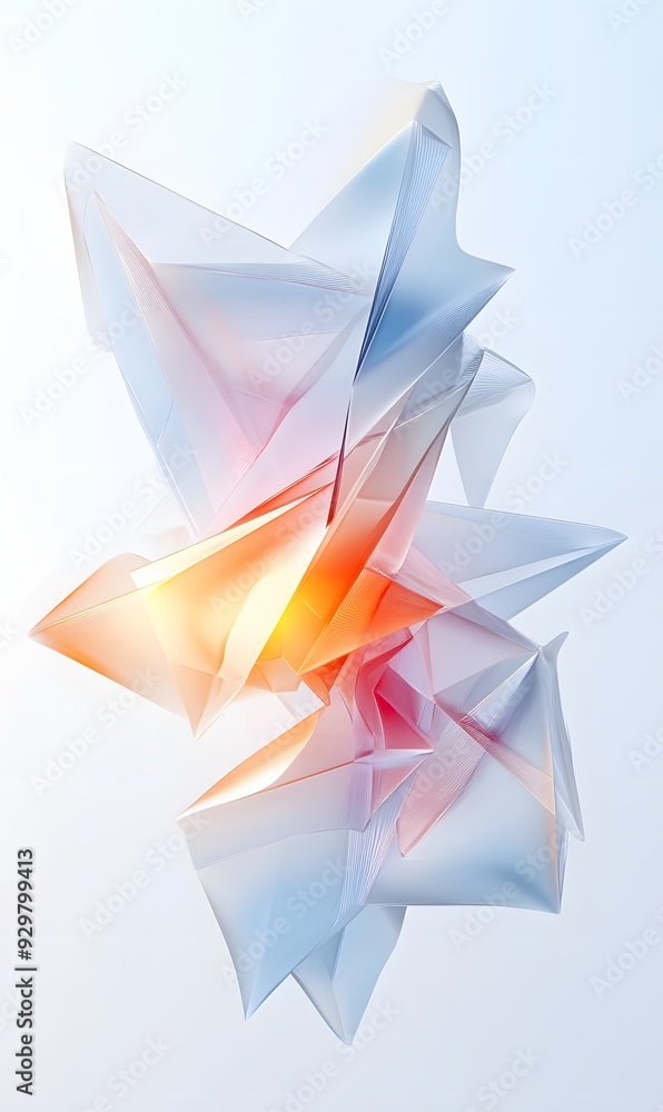 Poster 11. sleek 3d abstract art featuring layered geometric shapes with a soft gradient effect, isolated o