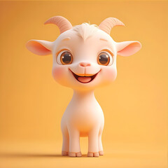 3D Illustration Happy Little Baby Goat - AI Generative