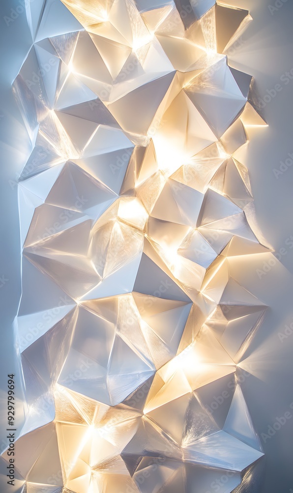 Poster 12. futuristic 3d wall art with dynamic, interconnected geometric forms and luminous highlights, dis