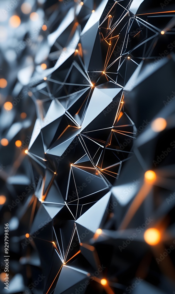 Poster 12. futuristic 3d wall art with dynamic, interconnected geometric forms and luminous highlights, dis