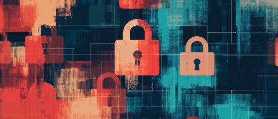 Data protection patterns illustrating encryption processes, background, Generative AI