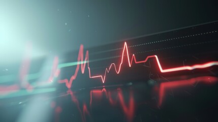 Obraz premium animated: heart monitor, white background, rapid heartbeat, urgency in hospital diagnostics