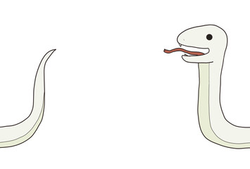 分裂した横顔の巳（白）