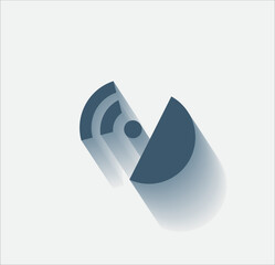 Vector dark color icon with shadow on light background