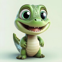 3D Illustration Baby Crocodile Character - AI Generative