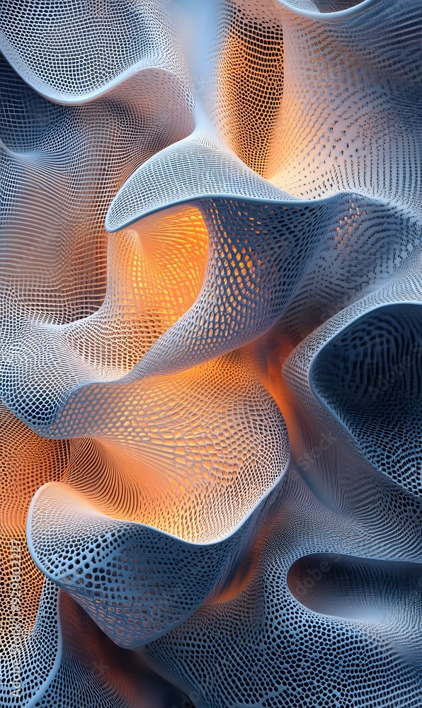 Poster 59. abstract 3d wall art with intricate geometric patterns and smooth gradients, rendered on a minim